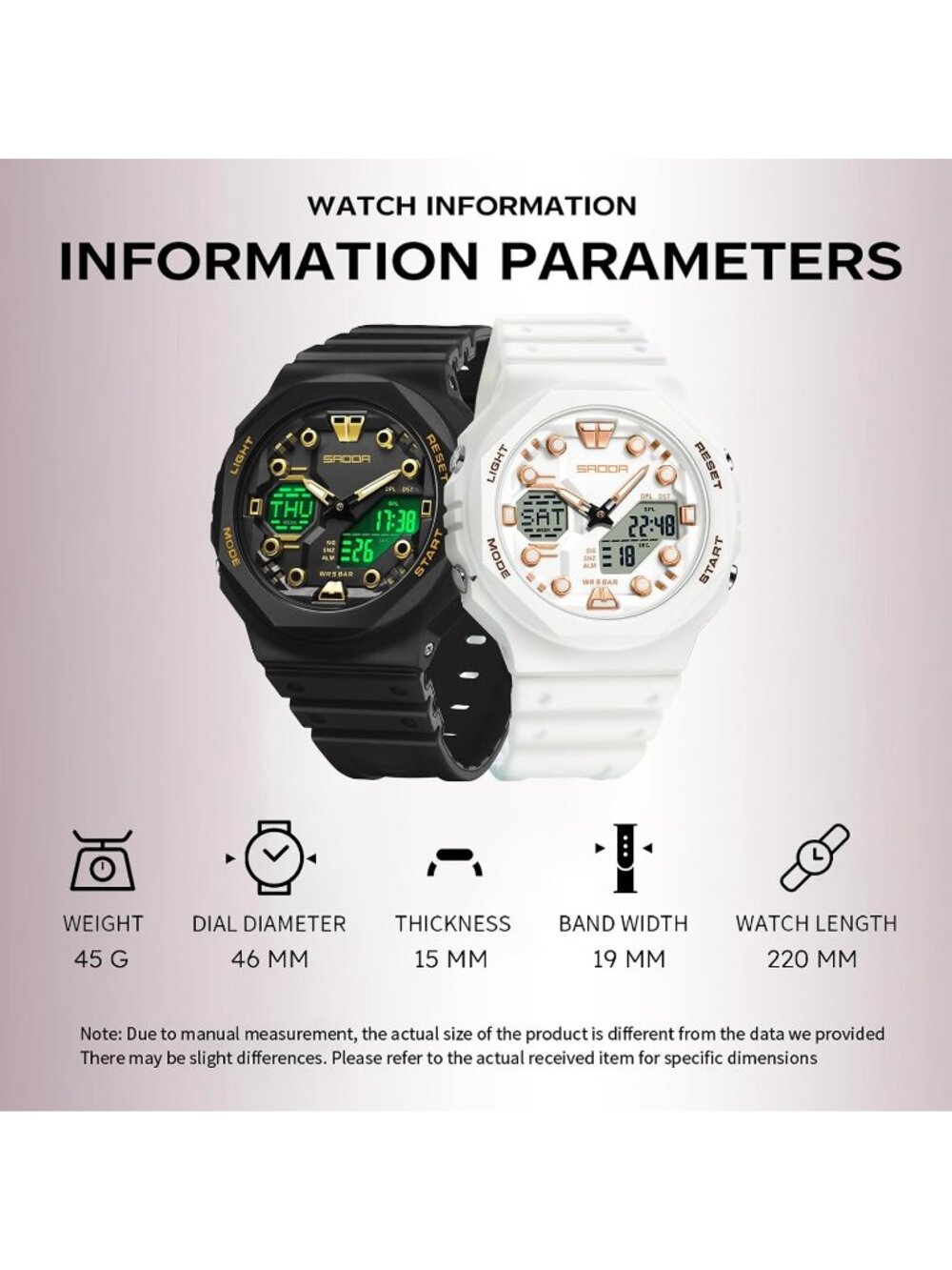 Women's Clear White Sports Digital Waterproof Analog LED Backlight Wrist Watch - Picture 7 of 7